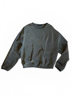 Essentials x FOG x Fear of God Sz S Green Crinkle Nylon Pullover Crew Relaxed